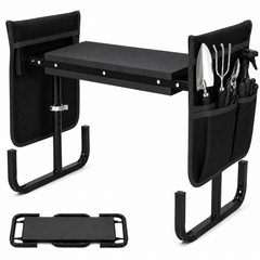 Icreopro Folding Garden Kneeler, Portable Outdoor Garden Work Stool, Kneeling Pad & Cushion Seat, Black