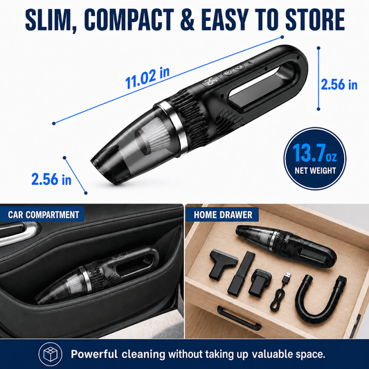 Icreopro Handheld Vacuum Cordless, 20000Pa Portable Car Vacuum Cleaner, Wet & Dry Mini Vacuum with HEPA Filter and Accessories for Car, Home, Pet Hair, Black