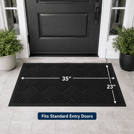 ICREOPRO Outdoor Mat, 35 x 23 in Indoor Outdoor Doormat, Heavy Duty Natural Rubber Backing Welcome Mat, Dirt Trapping Entryway Rug Floor Mat for Home Entrance