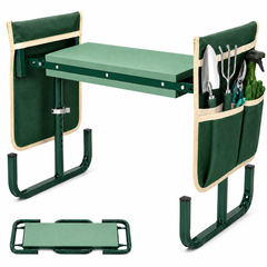 Icreopro Folding Garden Kneeler, Portable Outdoor Garden Work Stool, Kneeling Pad & Cushion Seat, Green