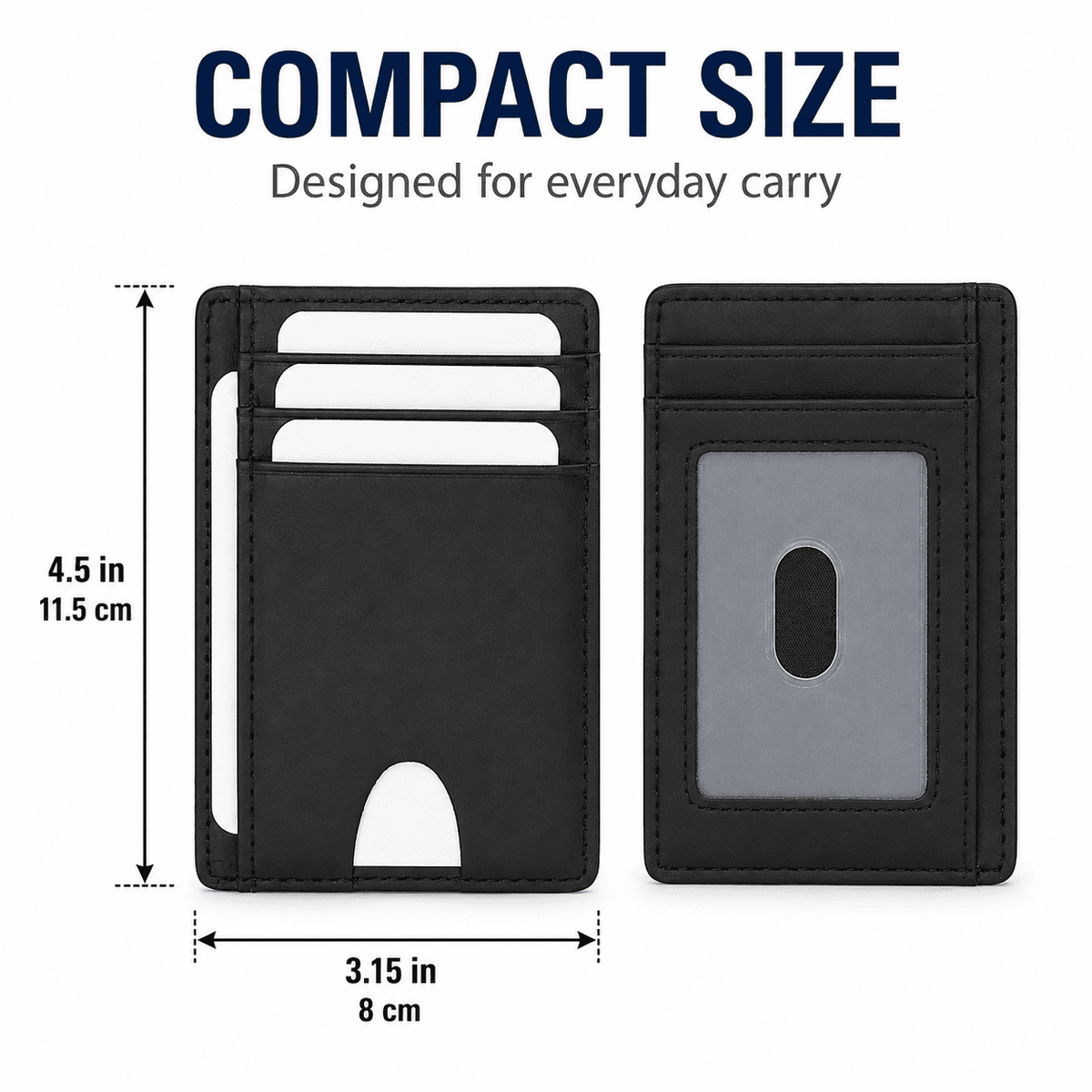 Icreopro Slim Credit Card Holder,  RFID Blocking Minimalist Wallet,Front Pocket Wallet for man Women, Black