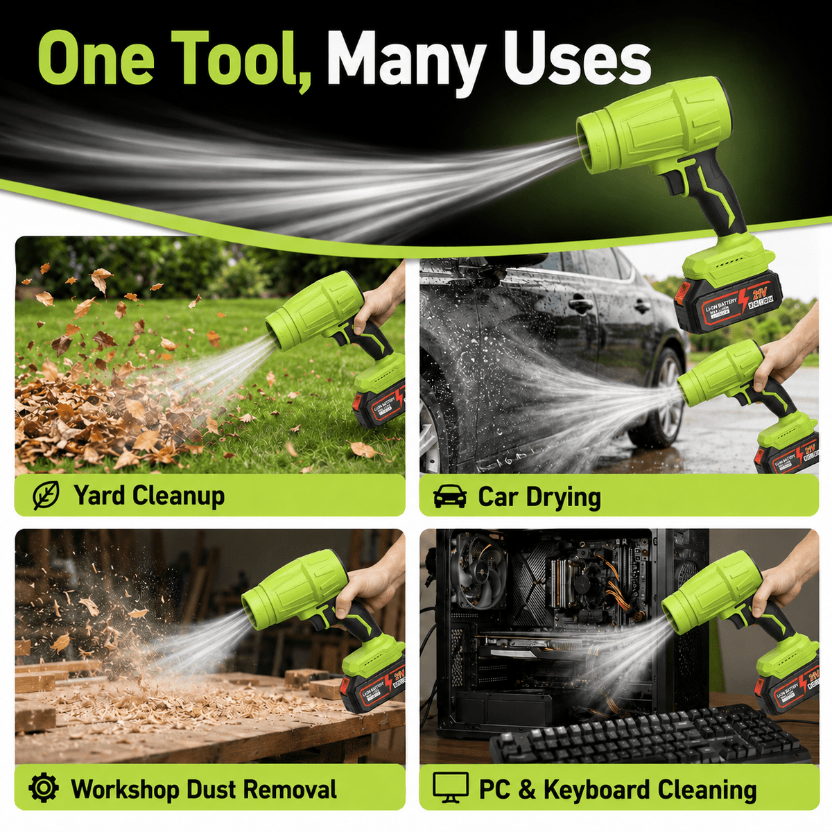 Icreopro Cordless Leaf Blower, 21V Portable Handheld  Leaf Blower with Variable Speed Control,Rechargeable  Lightweight Blower for Yard, Patio and Garage
