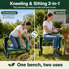 Icreopro Folding Garden Kneeler, Portable Outdoor Garden Work Stool, Kneeling Pad & Cushion Seat, Green