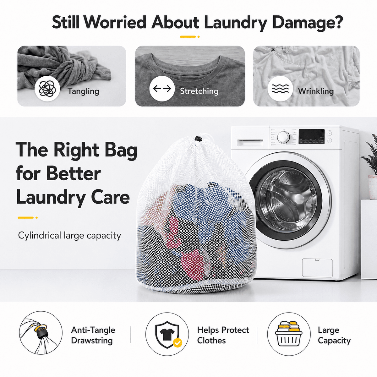 Icreopro 3 Pack Mesh Laundry Bags,Large Laundry Drawstring Bag,Washing Machine Mesh Wash Bags for College, Dorm and Apartment