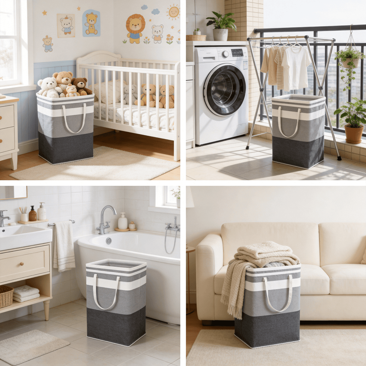 Icreopro 2 Pack Laundry Hampers, 75L Large Collapsible Laundry Baskets,Waterproof Clothes Hampers with Carry Handles for Bedroom, Bathroom, Laundry Room and Dorm