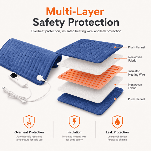 ICREOPRO Heating Pad for Back, Neck and Shoulders, 16 x 30 in Electric Heating Pad with 6 Heat Settings, 4 Timer Settings, Auto Shut-Off, Machine Washable, Moist & Dry Heat, Blue