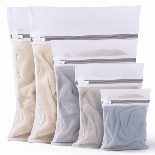 Icreopro 5-Pack Mesh Laundry Bags,Reusable Fine Mesh Washing Bags for Clothes,Lingerie,Underwear