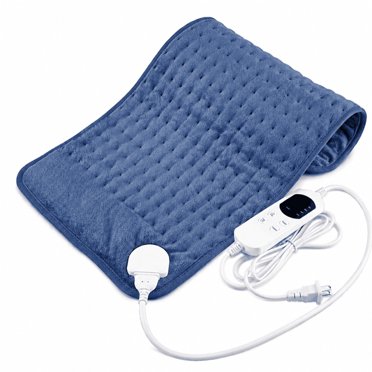 ICREOPRO Heating Pad for Back, Neck and Shoulders, 16 x 30 in Electric Heating Pad with 6 Heat Settings, 4 Timer Settings, Auto Shut-Off, Machine Washable, Moist & Dry Heat, Blue