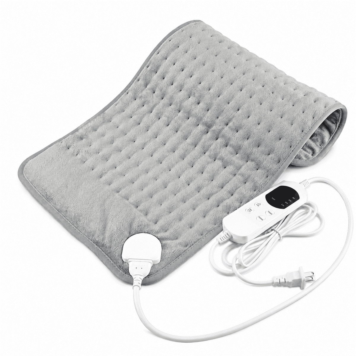 ICREOPRO Heating Pad for Back, Neck and Shoulders, 16 x 30 in Electric Heating Pad with 6 Heat Settings, 4 Timer Settings, Auto Shut-Off, Machine Washable, Moist & Dry Heat, Gray