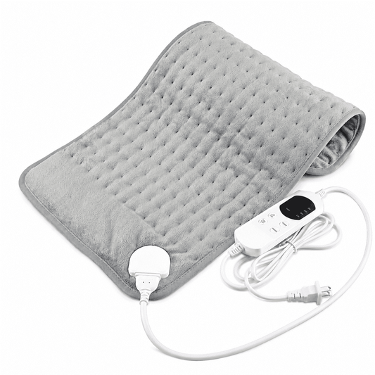 ICREOPRO Heating Pad for Back, Neck and Shoulders, 16 x 30 in Electric Heating Pad with 6 Heat Settings, 4 Timer Settings, Auto Shut-Off, Machine Washable, Moist & Dry Heat, Gray
