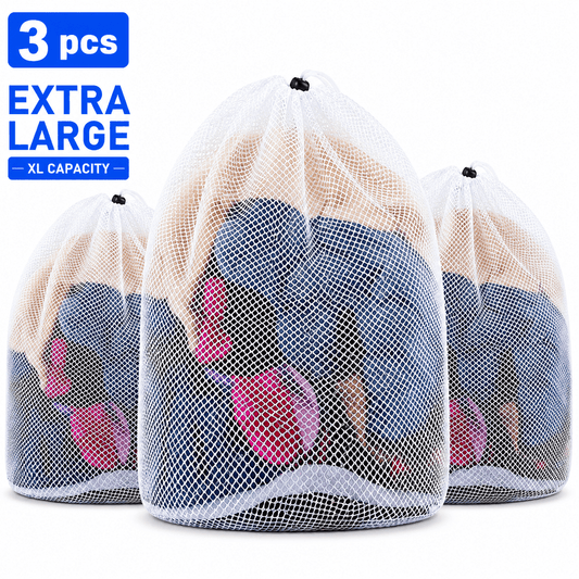 Icreopro 3 Pack Mesh Laundry Bags,Large Laundry Drawstring Bag,Washing Machine Mesh Wash Bags for College, Dorm and Apartment