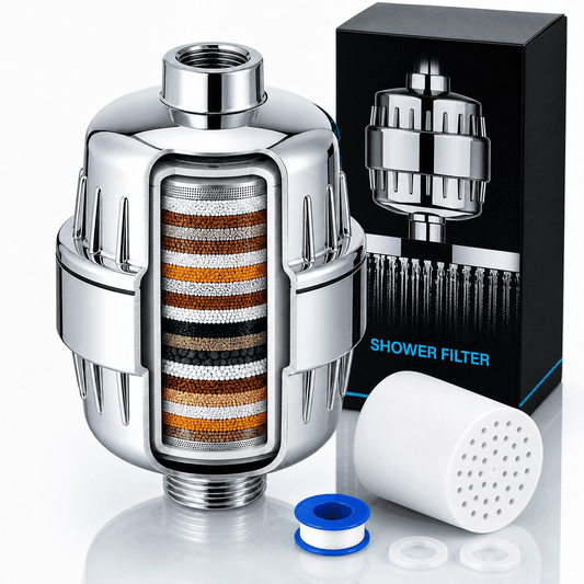 Icreopro Showerhead Filter, 25-Stage, Chrome-Finish ABS, 2 Cartridges