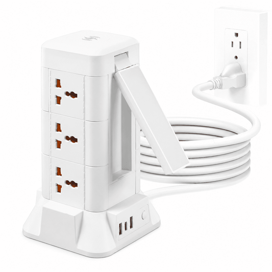ICREOPRO Power Strips Tower with Wireless Charging and Night Light,9 AC outlets & 3 USB Port,6ft Cord