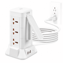 ICREOPRO Power Strips Tower with Wireless Charging and Night Light,9 AC outlets & 3 USB Port,6ft Cord