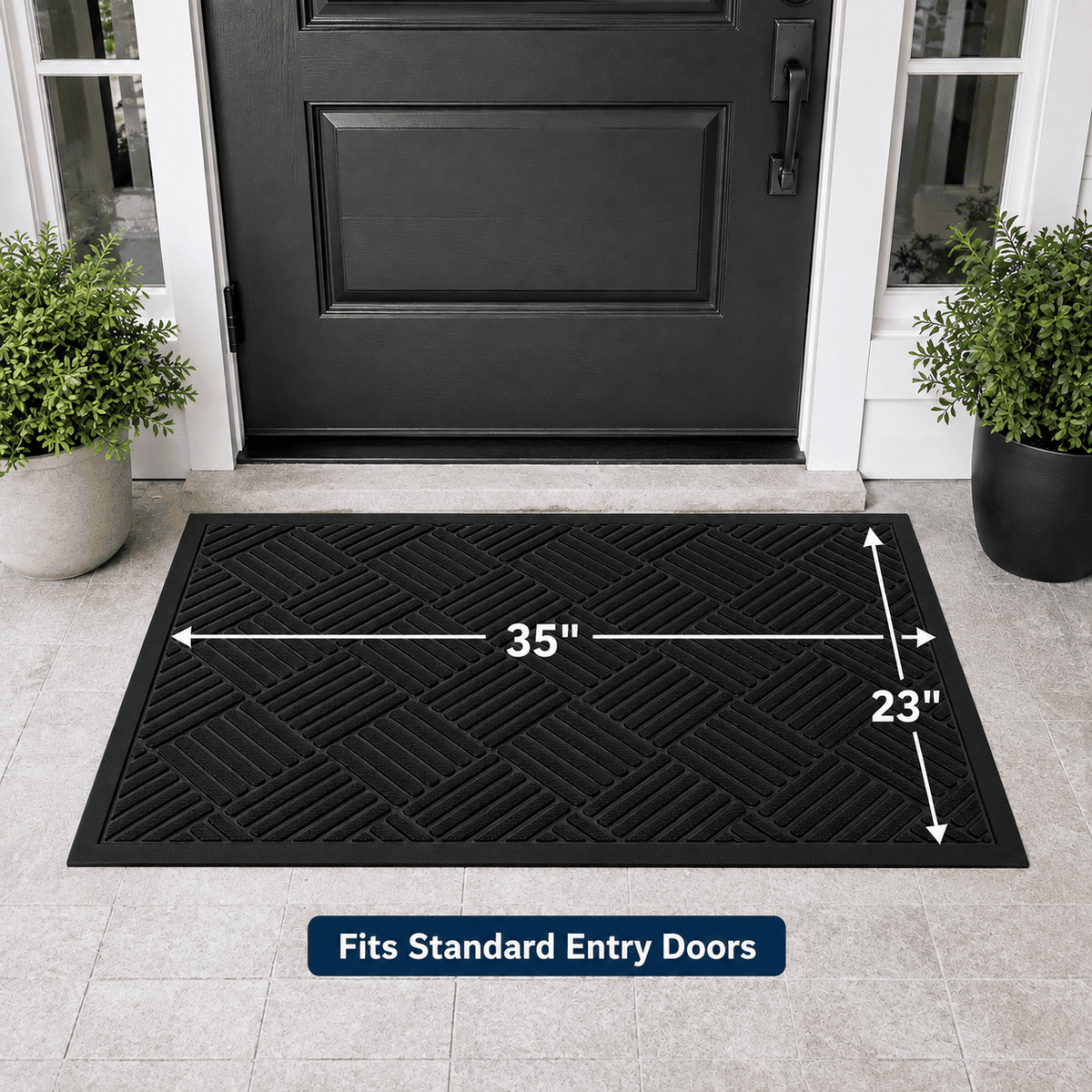ICREOPRO Outdoor Mat, 35 x 23 in Indoor Outdoor Doormat, Heavy Duty Natural Rubber Backing Welcome Mat, Dirt Trapping Entryway Rug Floor Mat for Home Entrance