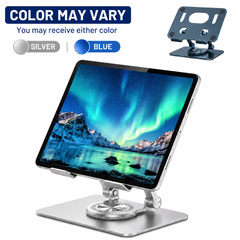 Icreopro Adjustable Tablet Stand, Aluminum Desk Holder with 360 Degree Swivel Base for Tablets, Color May Vary