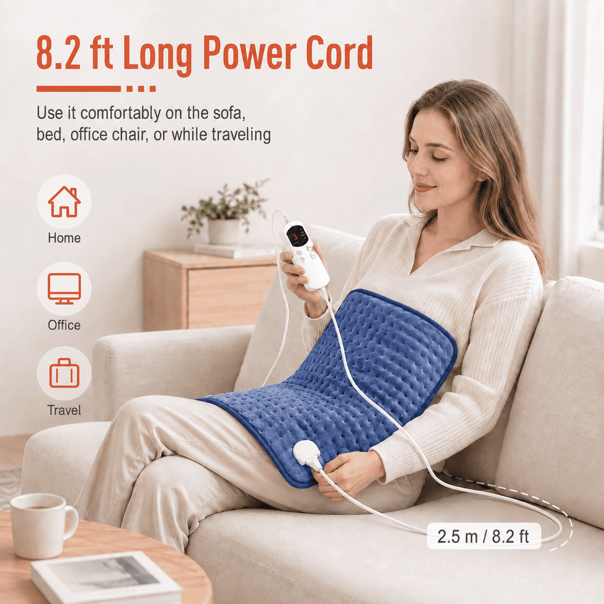 ICREOPRO Heating Pad for Back, Neck and Shoulders, 16 x 30 in Electric Heating Pad with 6 Heat Settings, 4 Timer Settings, Auto Shut-Off, Machine Washable, Moist & Dry Heat, Blue