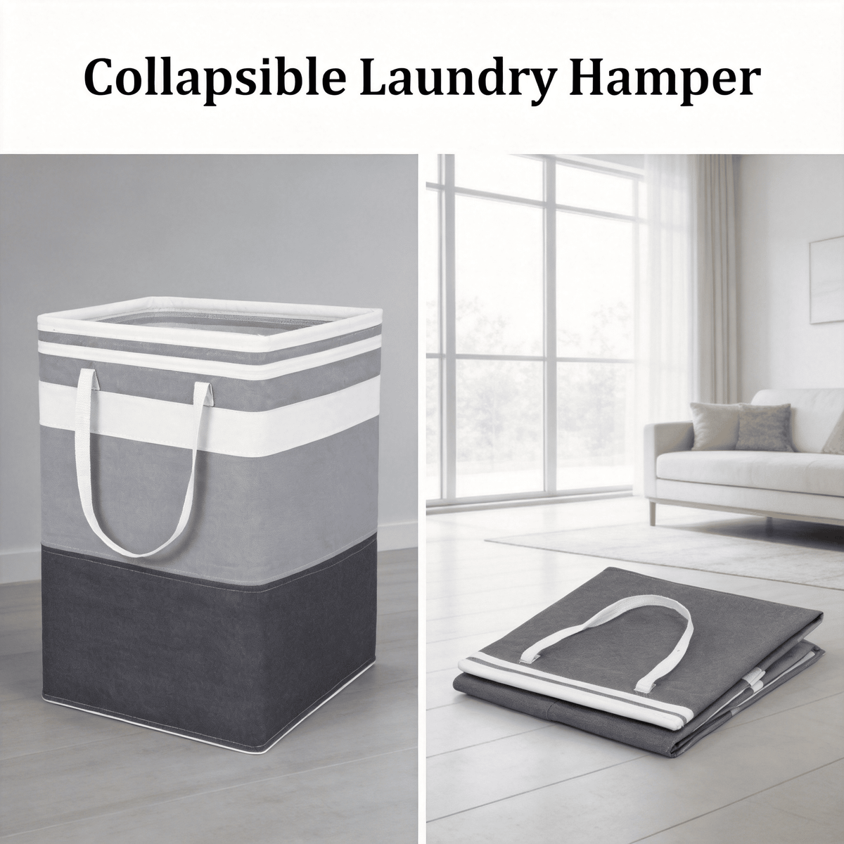 Icreopro 2 Pack Laundry Hampers, 75L Large Collapsible Laundry Baskets,Waterproof Clothes Hampers with Carry Handles for Bedroom, Bathroom, Laundry Room and Dorm